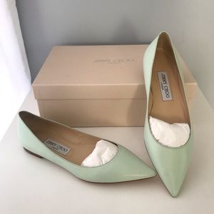Jimmy Choo Alina Kid Pointy Toe Flat key lime